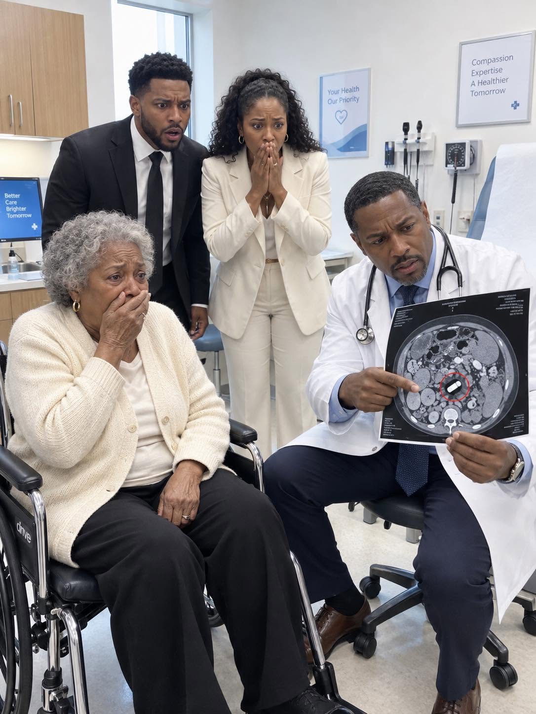 My husband laughed when my 75-year-old mother said her stomach was burning — "She's just trying to get your money" — so I took her to a doctor in secret, and when he saw the scan, he locked the door