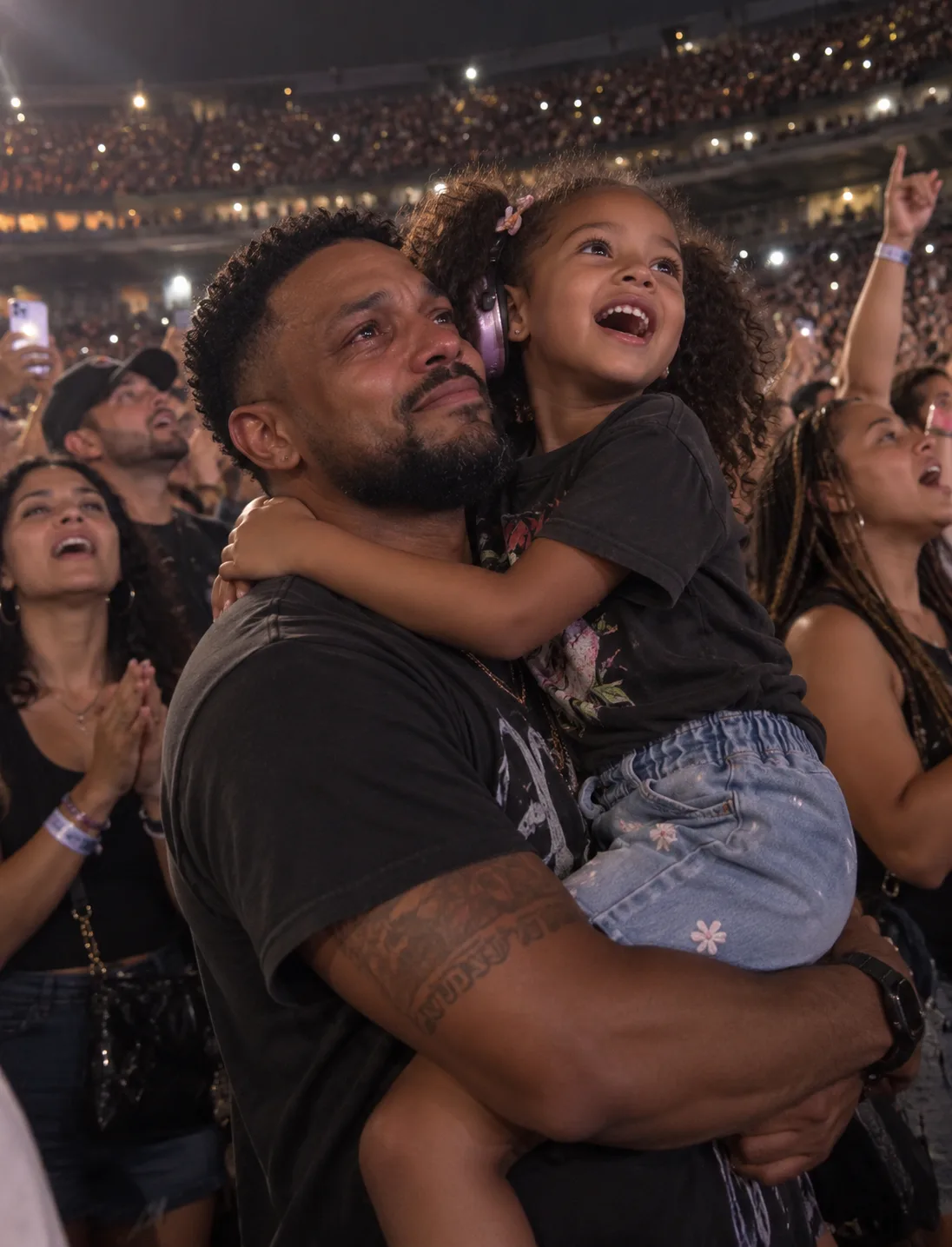 MY COUSIN SENT ME A PHOTO OF MY DAUGHTER HUGGING A CRYING STRANGER AT A CONCERT WHILE MY WIFE SAID THEY WERE VISITING HER SICK MOM