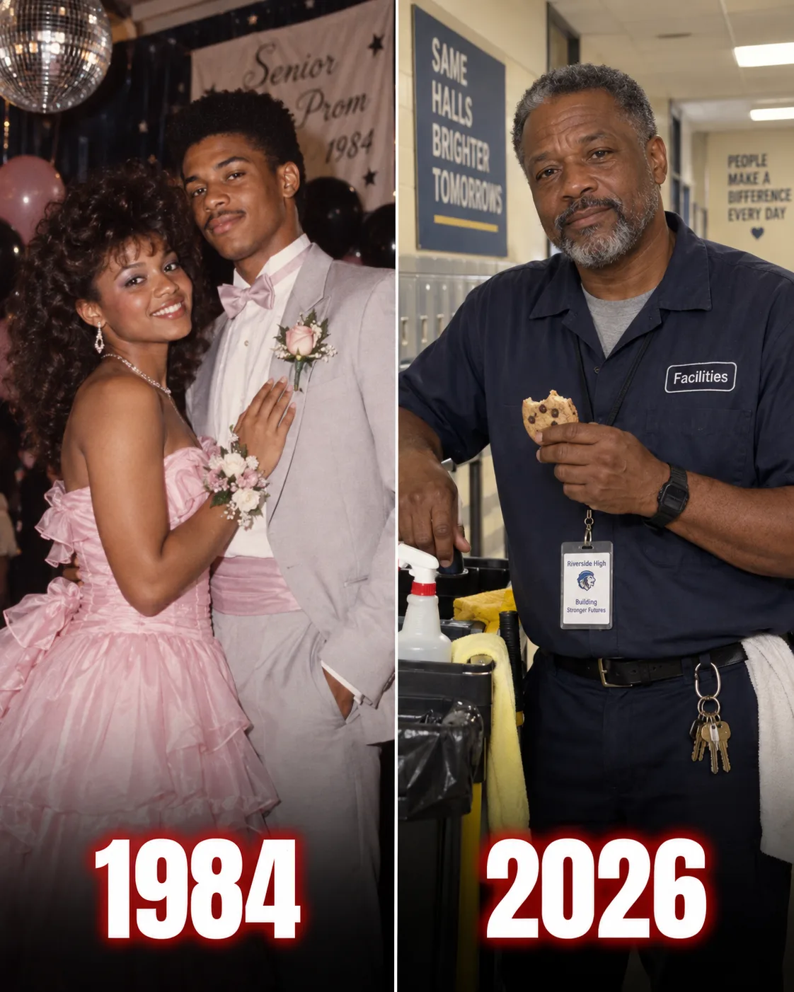 MY 8-YEAR-OLD GRANDDAUGHTER POINTED AT MY HIGH SCHOOL SWEETHEART IN MY 1984 PROM PHOTO AND SAID, "GRANDMA, THAT MAN GIVES ME EXTRA DESSERT AT SCHOOL