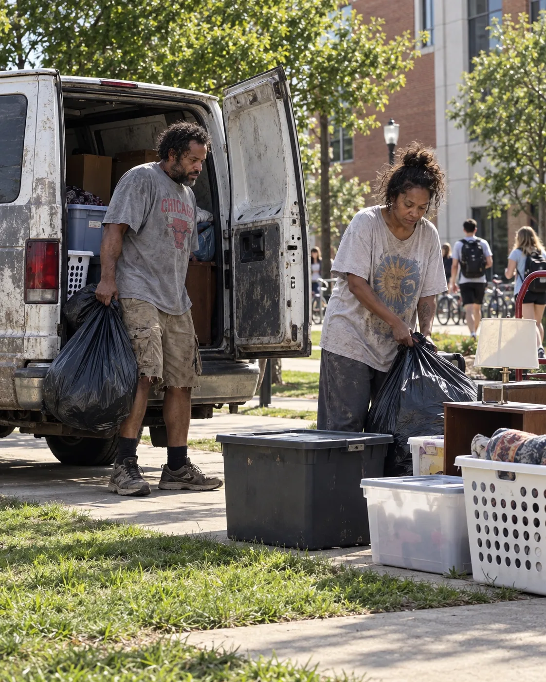 MY PARENTS SHOWED UP TO MY COLLEGE MOVE-IN DRESSED LIKE THEY WERE HOMELESS, WITH MY STUFF IN GARBAGE BAGS. I WAS MORTIFIED