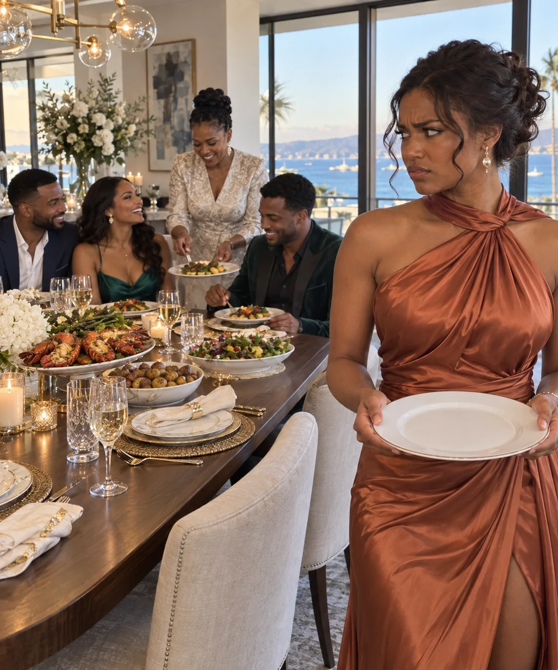 AT A TABLE PILED WITH MEAT AND SEAFOOD, MY MOTHER-IN-LAW LEFT ME AN EMPTY PLATE: "WE'VE RUN OUT OF FOOD FOR YOU." MY HUSBAND SAID NOTHING