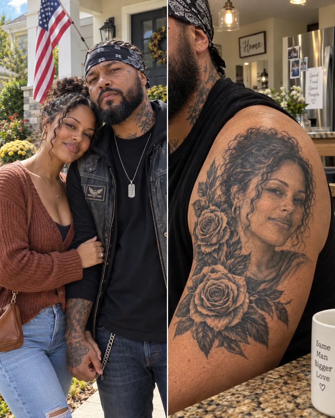 MY DAUGHTER BROUGHT A HEAVILY TATTOOED BIKER TO DINNER AND INTRODUCED HIM AS HER FIANCÉ. MY HUSBAND WENT PALE WHEN THE MAN TOOK OFF HIS JACKET