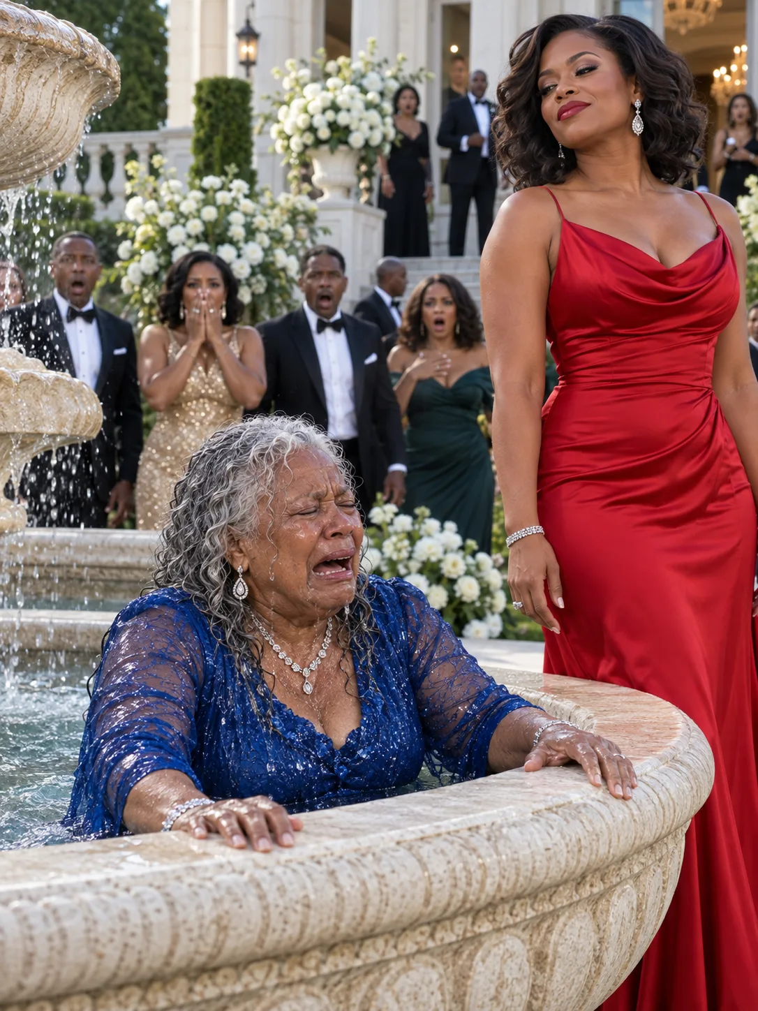 Dur:ing our lavish engagement party, I watched from the balcony as my fiancée sh*ved my mother into the decorative fountain. "Your cheap clothes are ruining my aesthetic," she laughed with her rich friends