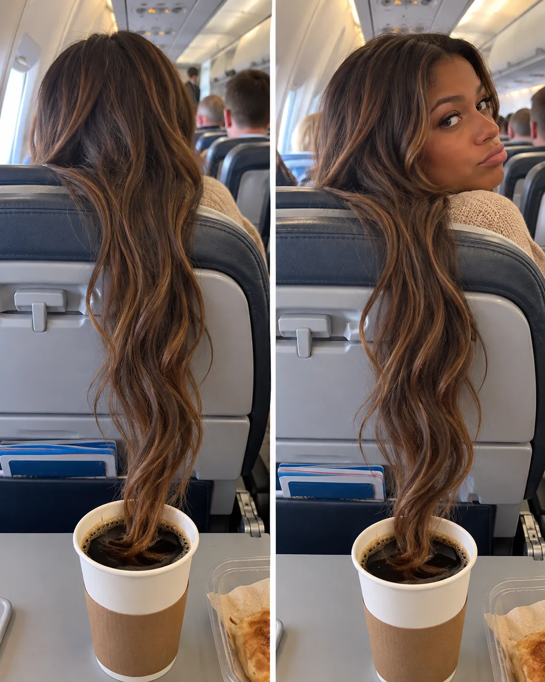 A RUDE WOMAN KEPT FLINGING HER LONG EXTENSIONS