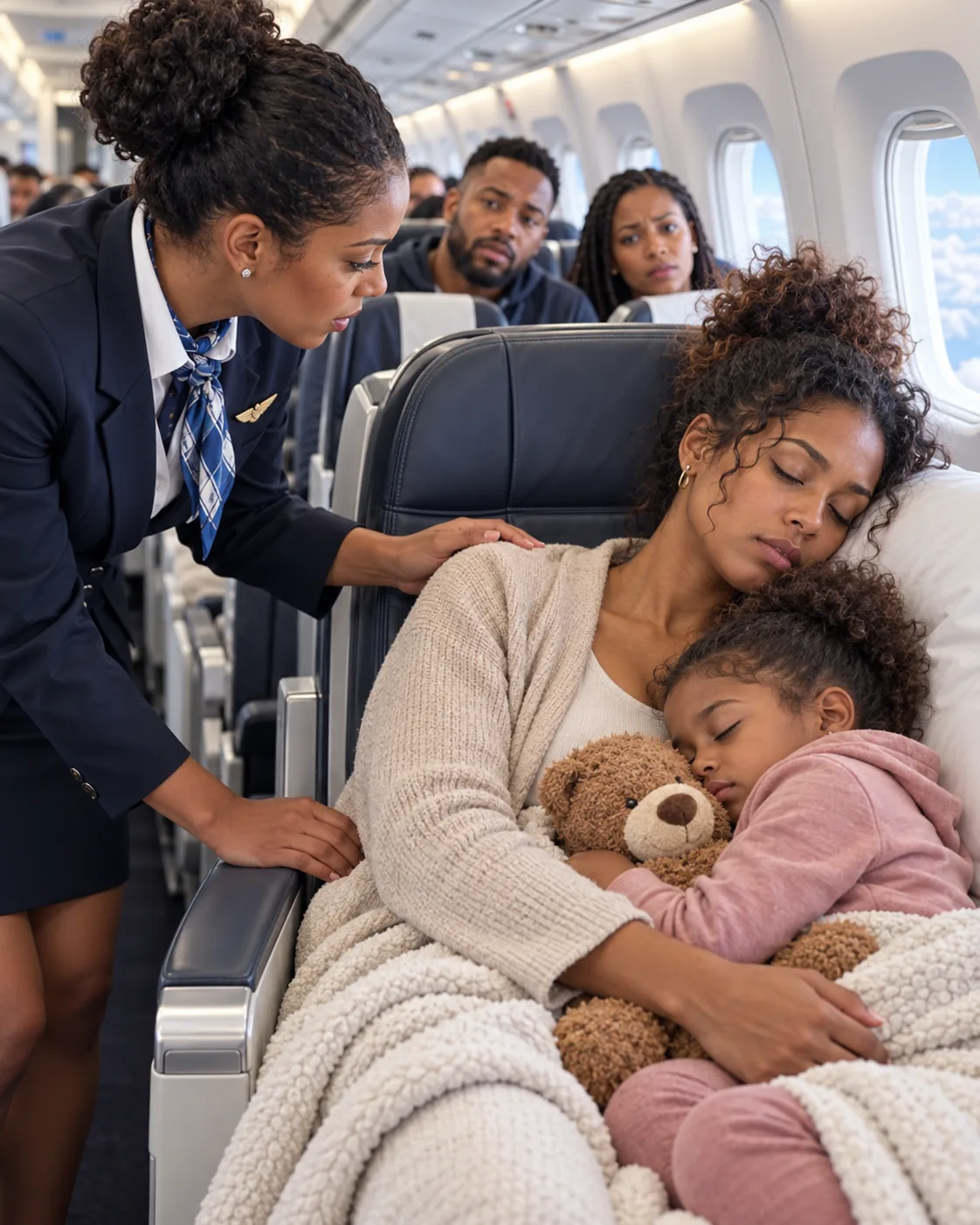I was a single mom napping in seat 8A with my seven-year-old son on my shoulder when the captain's voice came over the intercom