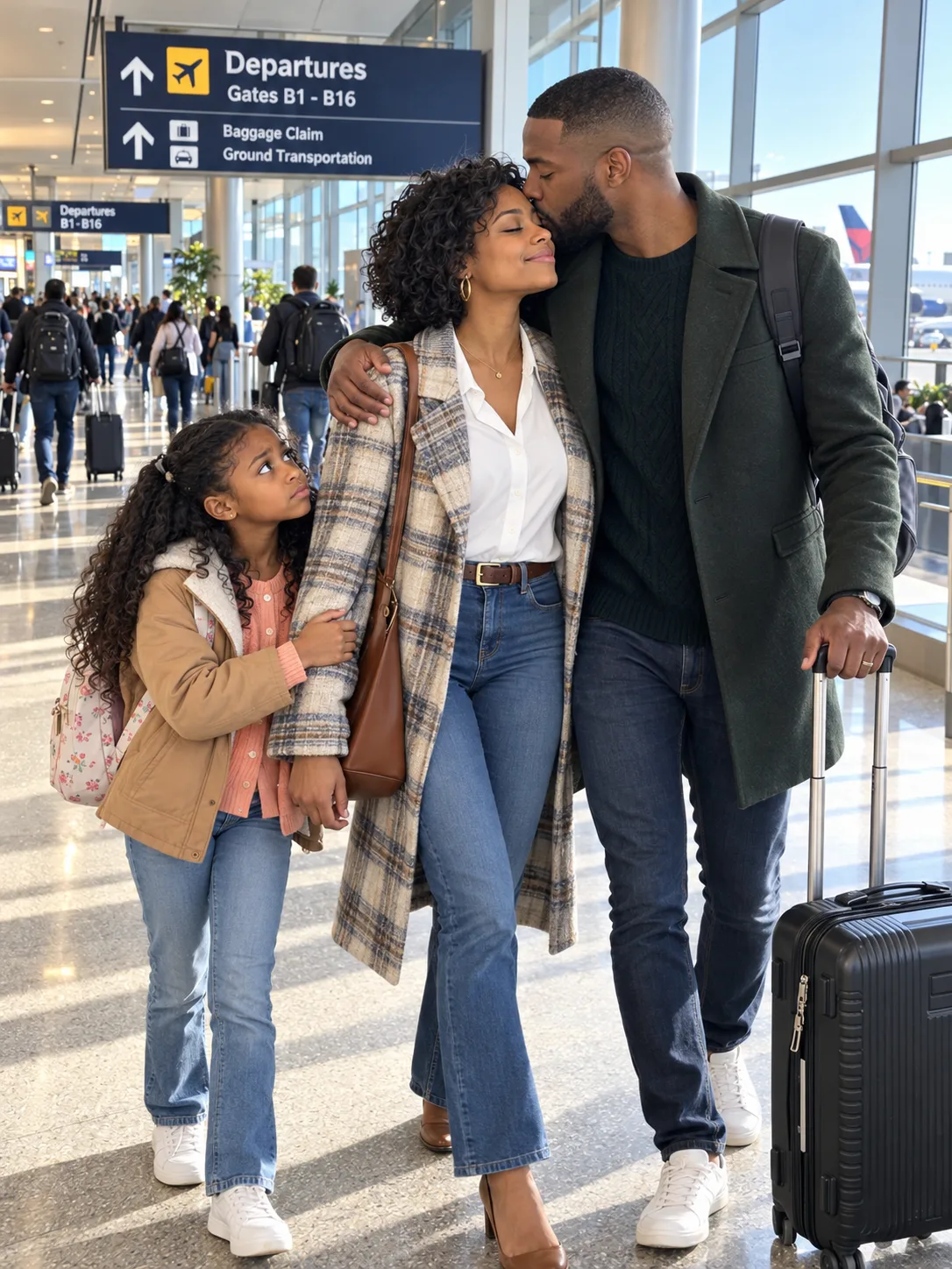 MY HUSBAND KISSED US GOODBYE AT THE AIRPORT