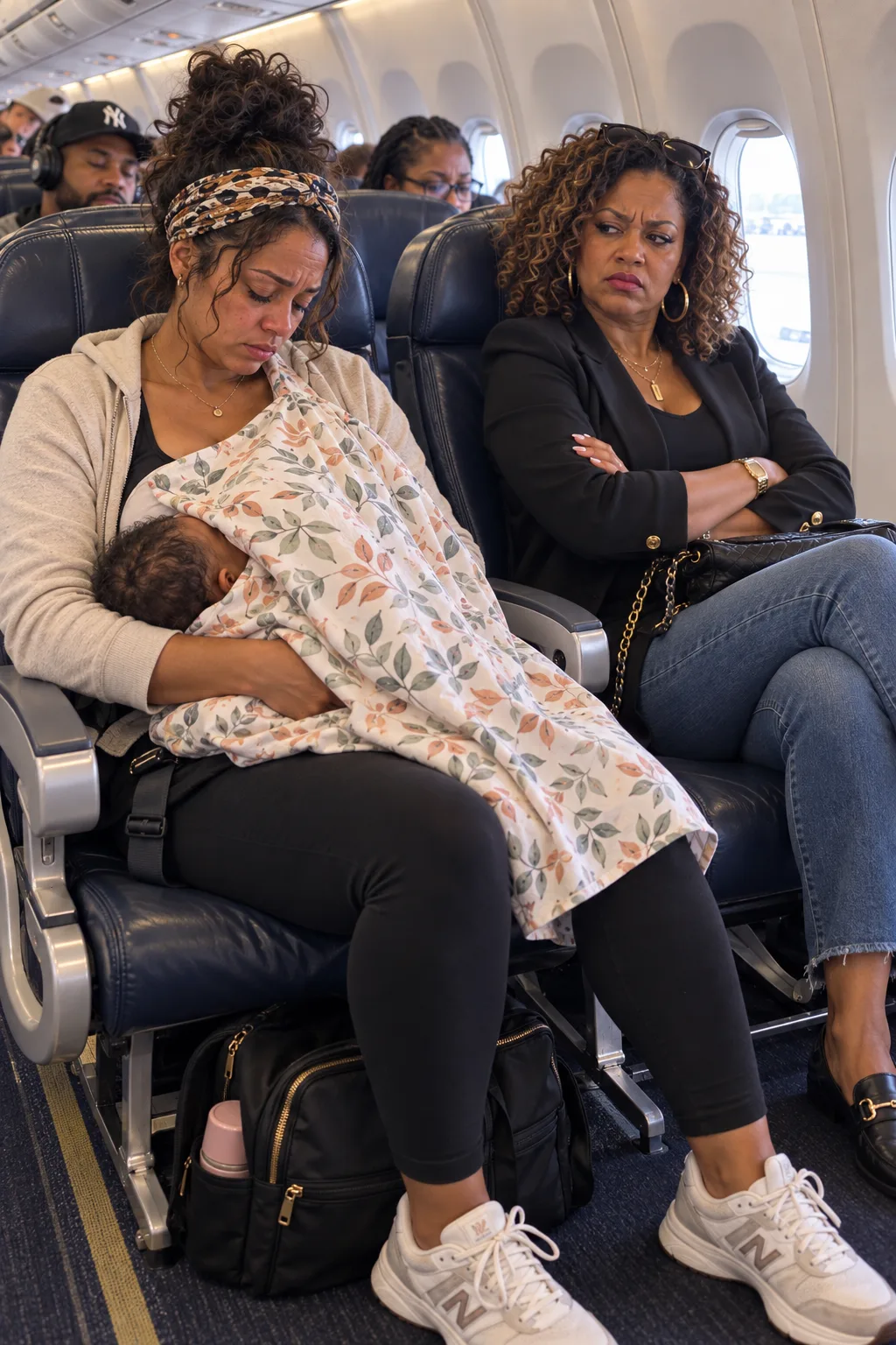 ON A SIX-HOUR FLIGHT, I WAS QUIETLY NURSING