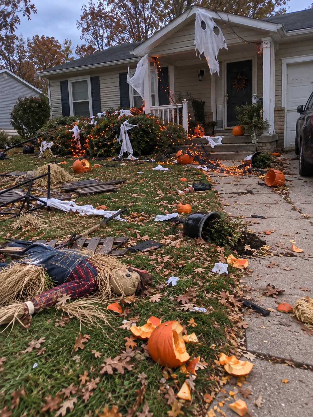 MY NEIGHBOR DESTROYED THE HALLOWEEN DECORATIONS