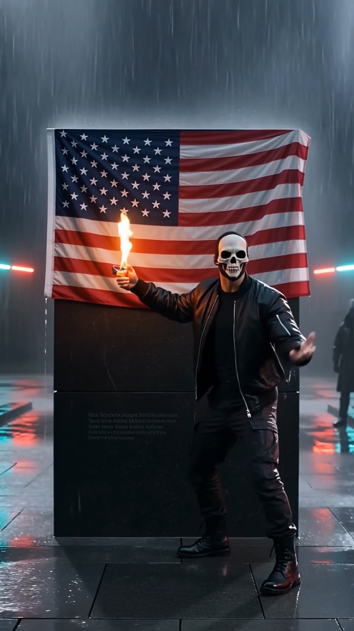 History Bites Back: The Epic Rainy Showdown When a Masked Anarchist Tried to Burn the Flag