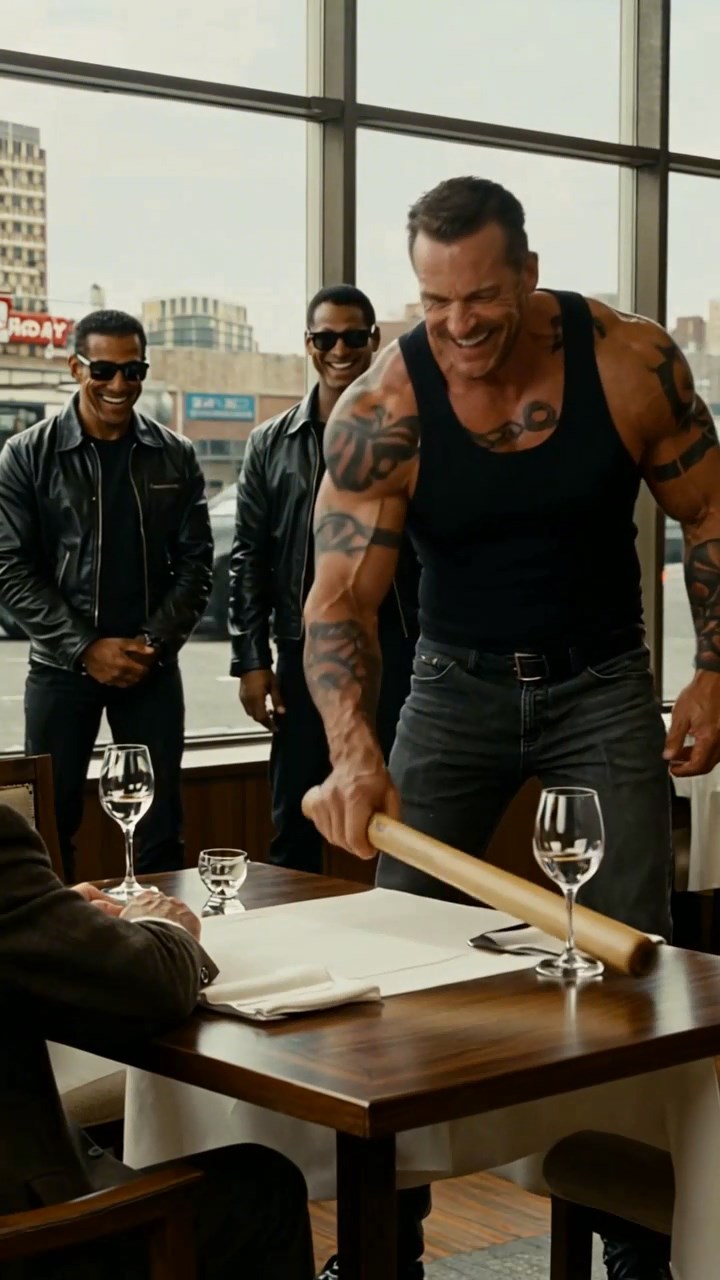 He Smashed a Bat Onto the Old Man’s Table—Then Four Black SUVs Pulled Up Outside