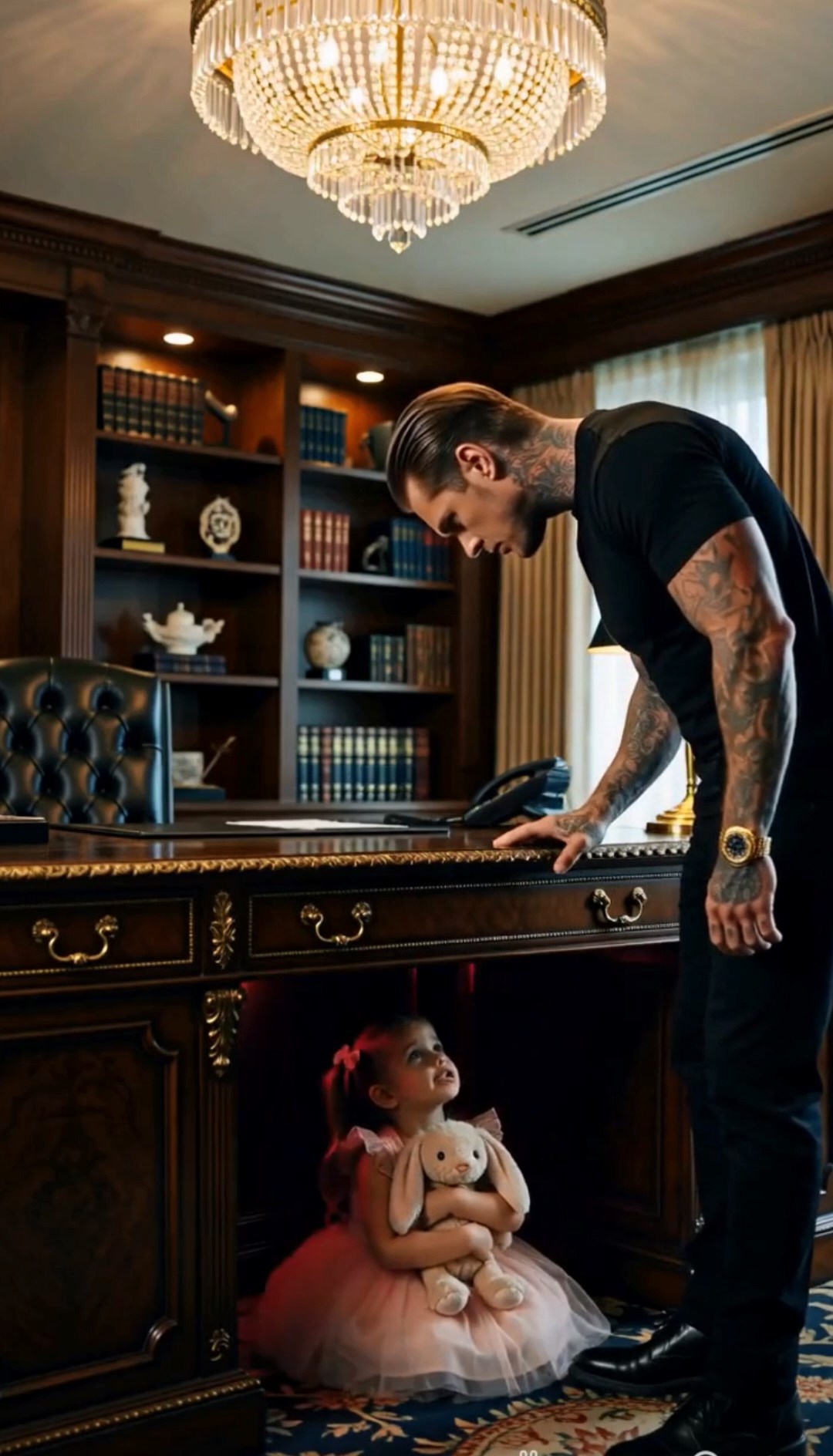 A Little Girl Crawled Under a Mafia Boss’s Desk—Then Whispered, “Sir, There’s a Blinking Red Light Under Here”