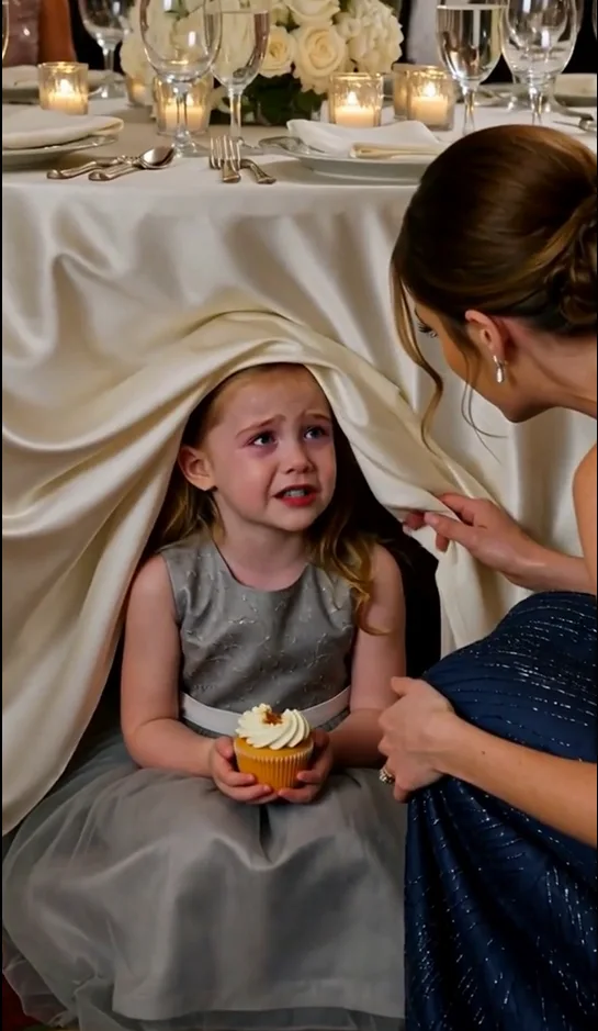 THE BRIDE HID HIS 7-YEAR-OLD DAUGHTER UNDER A TABLE—THEN ONE INNOCENT SENTENCE STOPPED THE ENTIRE WEDDING