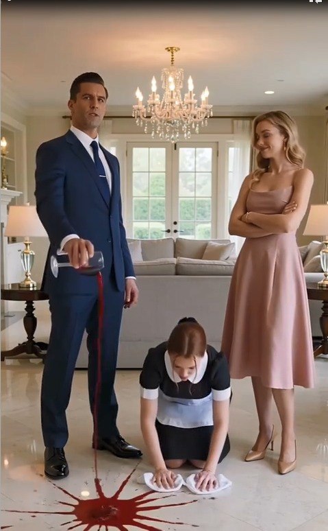 He Poured Wine at the Maid’s Feet and Told Her to Scrub—Then the Family Lawyer Walked In With His Father’s Final Will