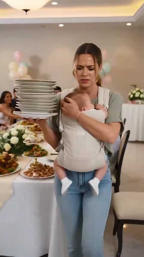 She Was Forced to Serve 40 Guests With Her Baby Strapped to Her Chest—Until Her Husband Walked In and Said Five Words