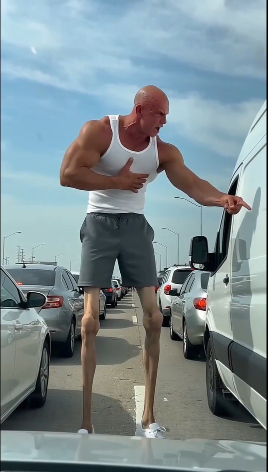 Road-Rage Bodybuilder Tried to Intimidate a Delivery Driver—Then the Camera Zoomed Out and the Entire Highway Lost It