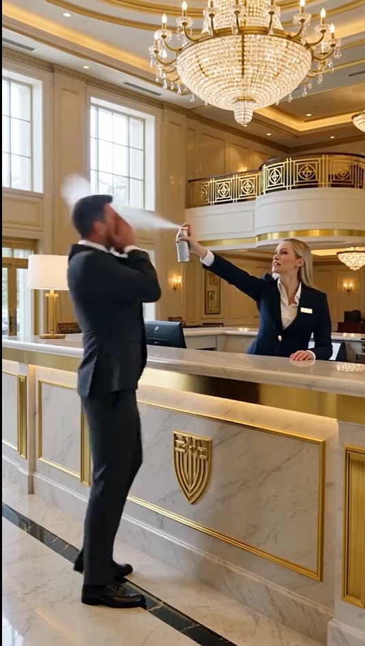Hotel Receptionist Pepper-Sprayed a “Dirty Beggar”—Then He Revealed Who Really Owned the Building