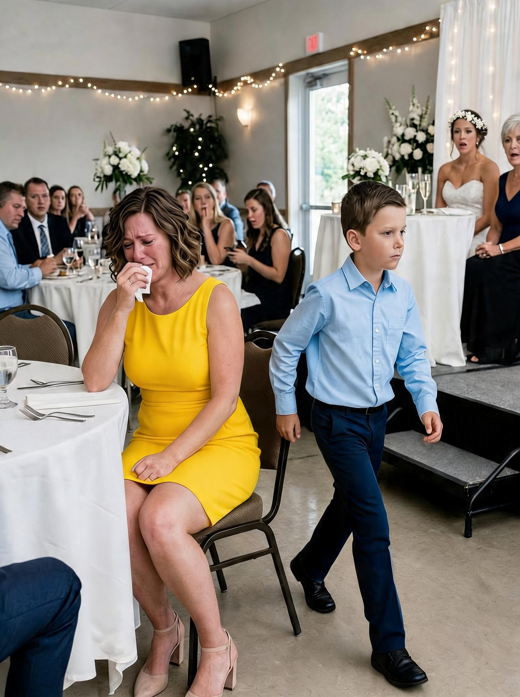 I sat frozen at table twelve while the entire wedding reception erupted in laughter