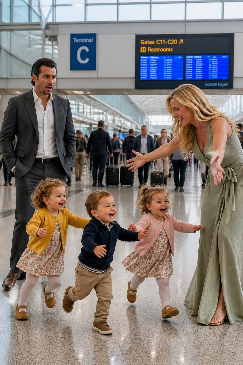 He Told Me to Raise Our Baby Alone. Eighteen Months Later, He Saw Three Toddlers at Boston Logan Airport — and Realized Exactly What He'd Walked Away From