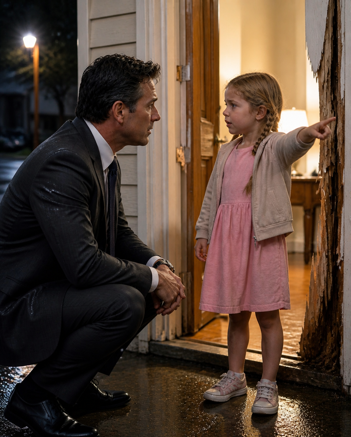 Little Girl Asked, "Can You Fix Our Door? Mommy's Scared" — The CEO Next Door Showed Up at Midnight.