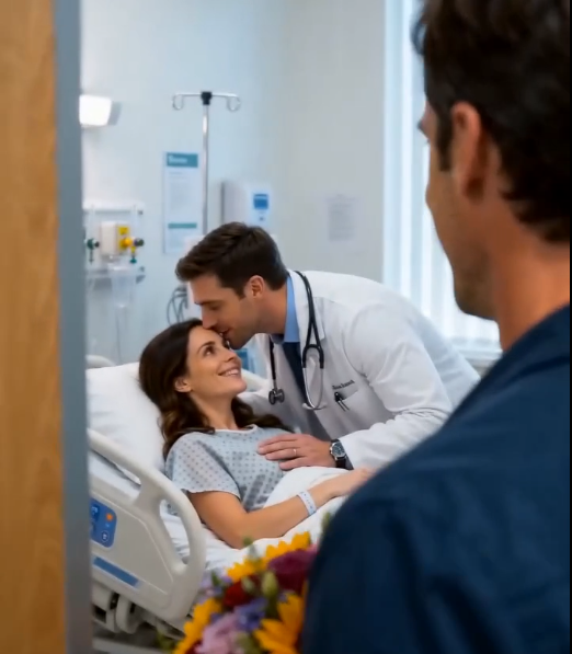 He brought flowers to the hospital. He heard everything through the door.