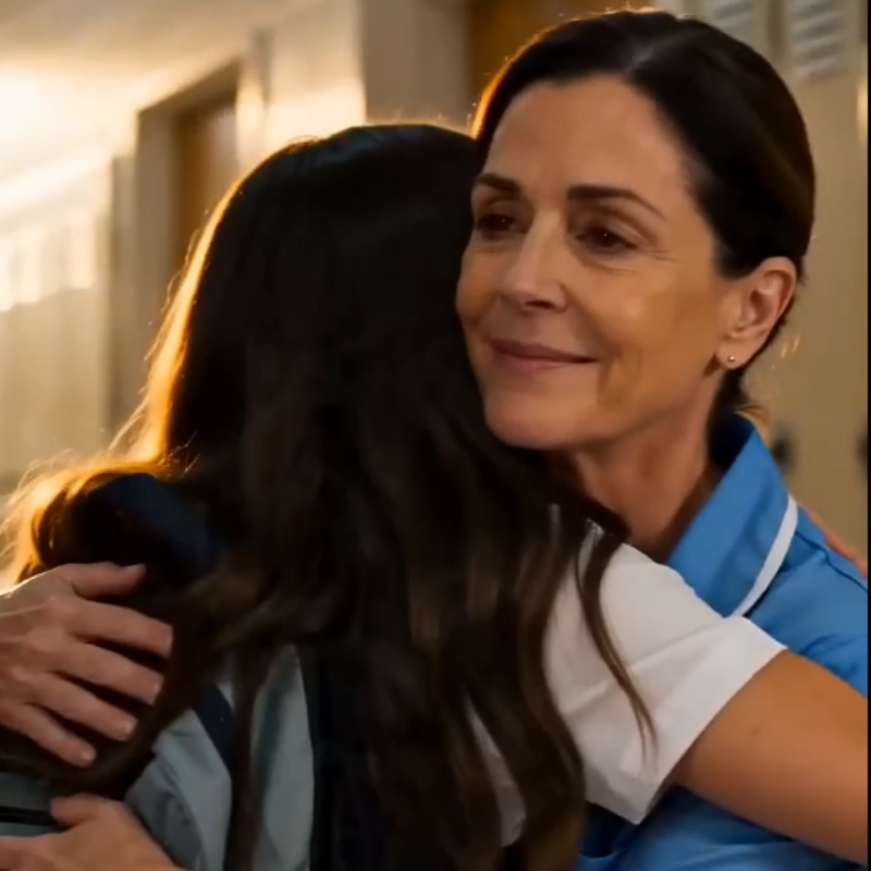She ran to hug her mother. Her classmates laughed. Someone was recording.