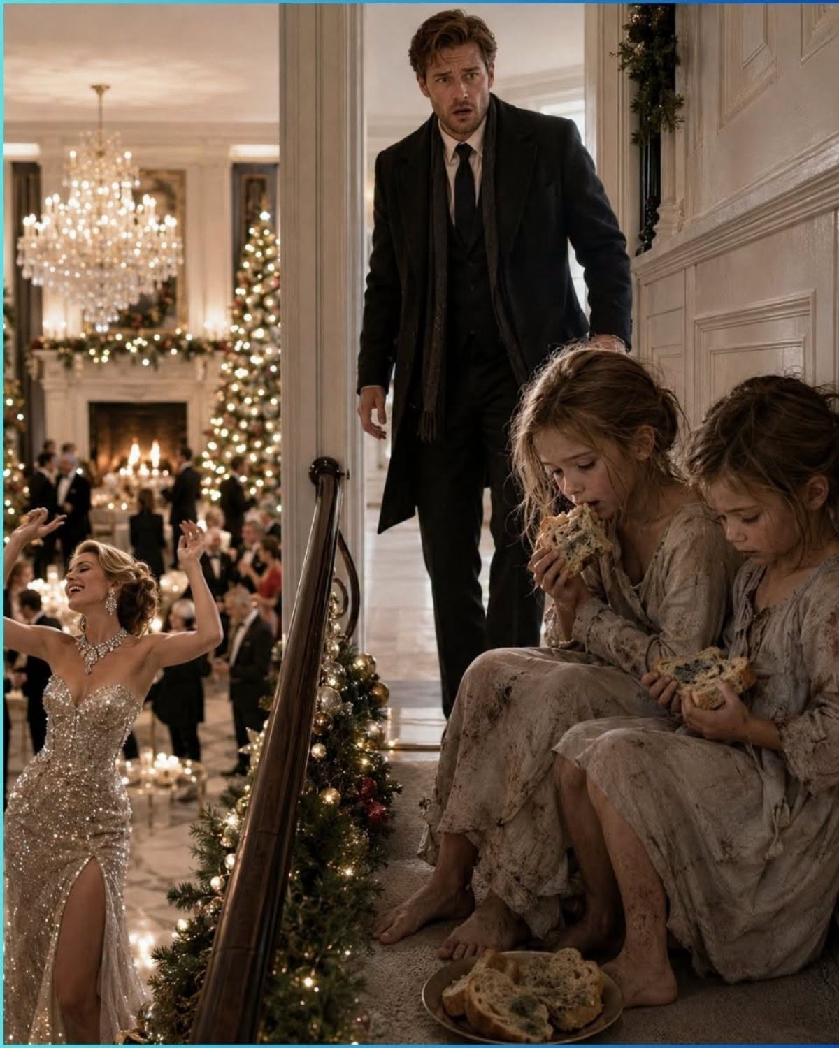 The millionaire came home for Christmas and found his little daughters eating moldy bread while his new wife danced downstairs covered in diamonds.