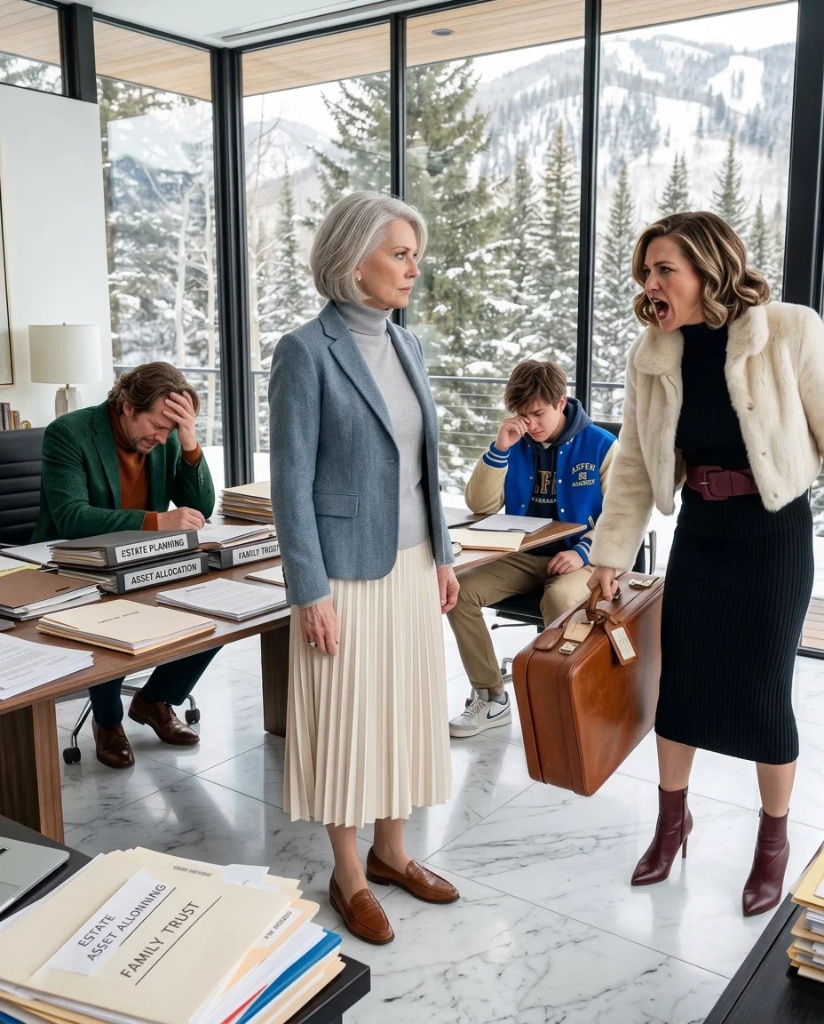 After years of disrespect, my daughter-in-law barged into my Aspen cabin with her bags, saying they were moving in to “bury the hatchet.” My son stood behind her, silent as always. I didn’t argue. I simply let them inside, because what waited in the great room would finally expose everything.