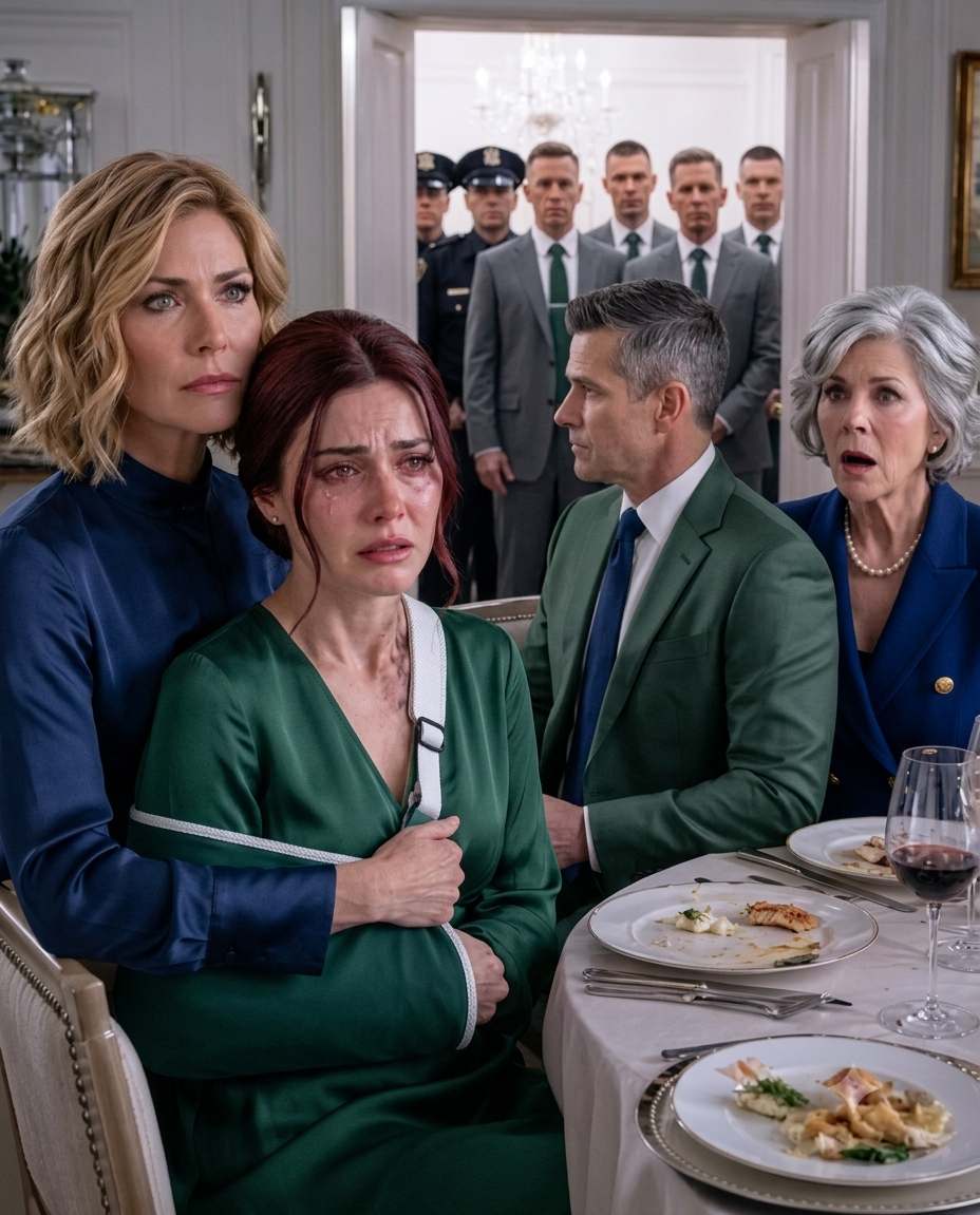 I came to my daughter’s dinner and saw her arm in a sling. Her mother-in-law laughed, “My son taught her obedience.” I sat beside her and made one call. Thirty minutes later, police and his company board were at the door.
