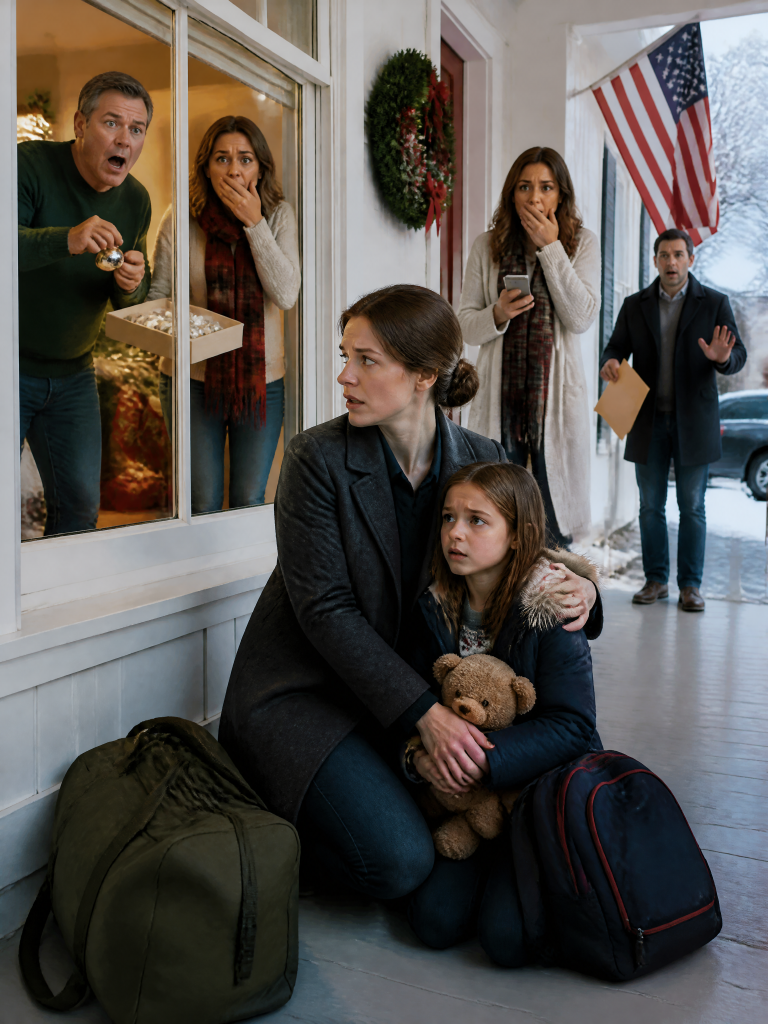 I returned from my military deployment early to surprise my family for Christmas, only to find my little girl sitting on the freezing porch, clutching her teddy bear. ‘Daddy said we don’t belong here anymore,’ she whimpered. Looking through the window, I saw him helping his mistress decorate our family Christmas tree. I didn’t bother knocking. I just scooped up my daughter and said, ‘Come with Mom.’ They had absolutely no idea they had just made the biggest mistake of their lives.