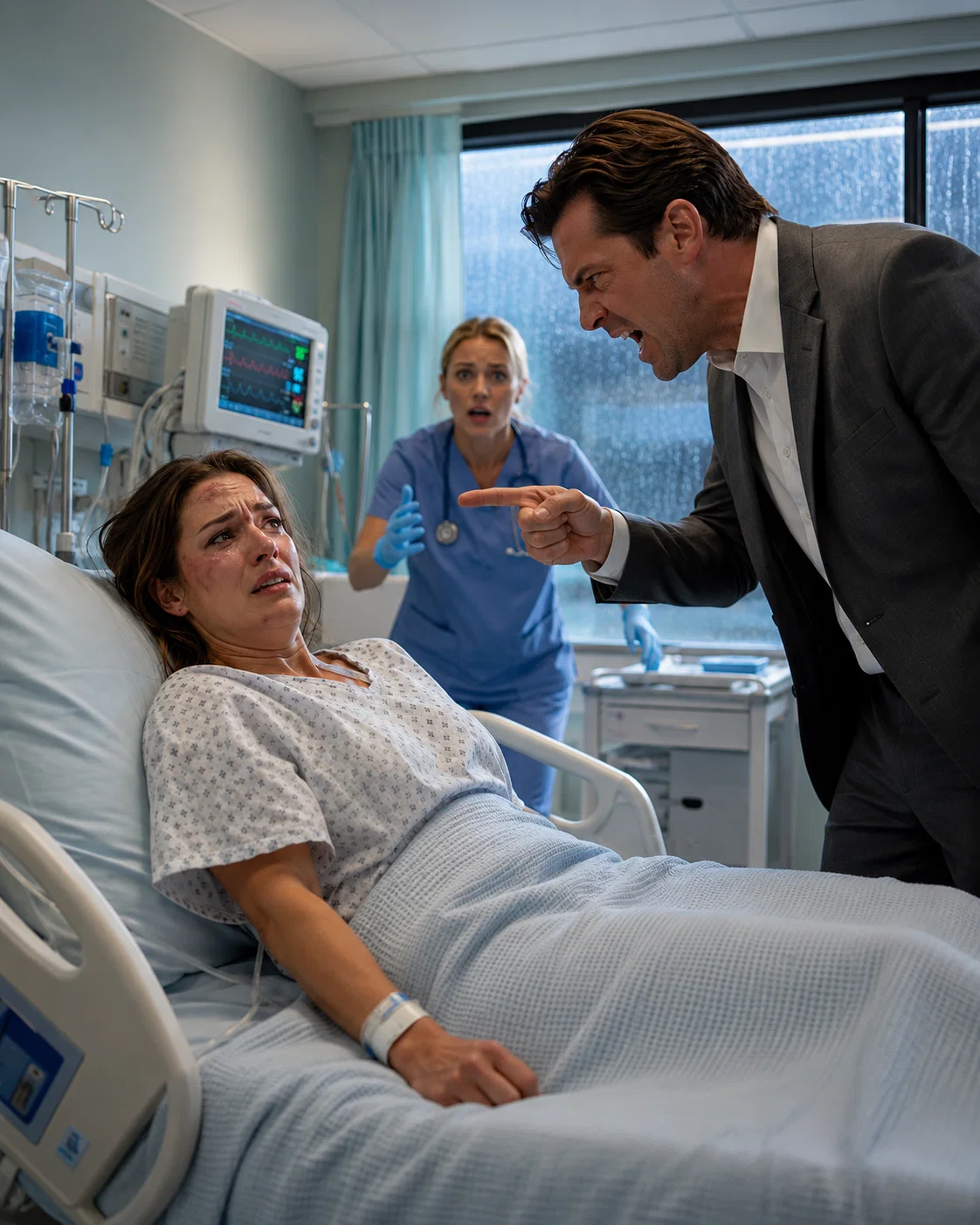 After a terrifying car accident, I was rushed straight to the hospital. My husband stormed into my room furious. “I’ve had enough of this act!” he yelled. “Get out of that bed. I’m not wasting another dollar on you!”