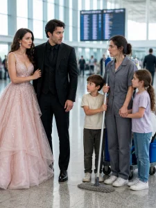Five Years After Our Divorce, I Returned to Town With My Fiancée, Certain the Past Was Buried—Until I Saw My Ex-Wife Cleaning at the Airport With Twin Children Who Had My Eyes.