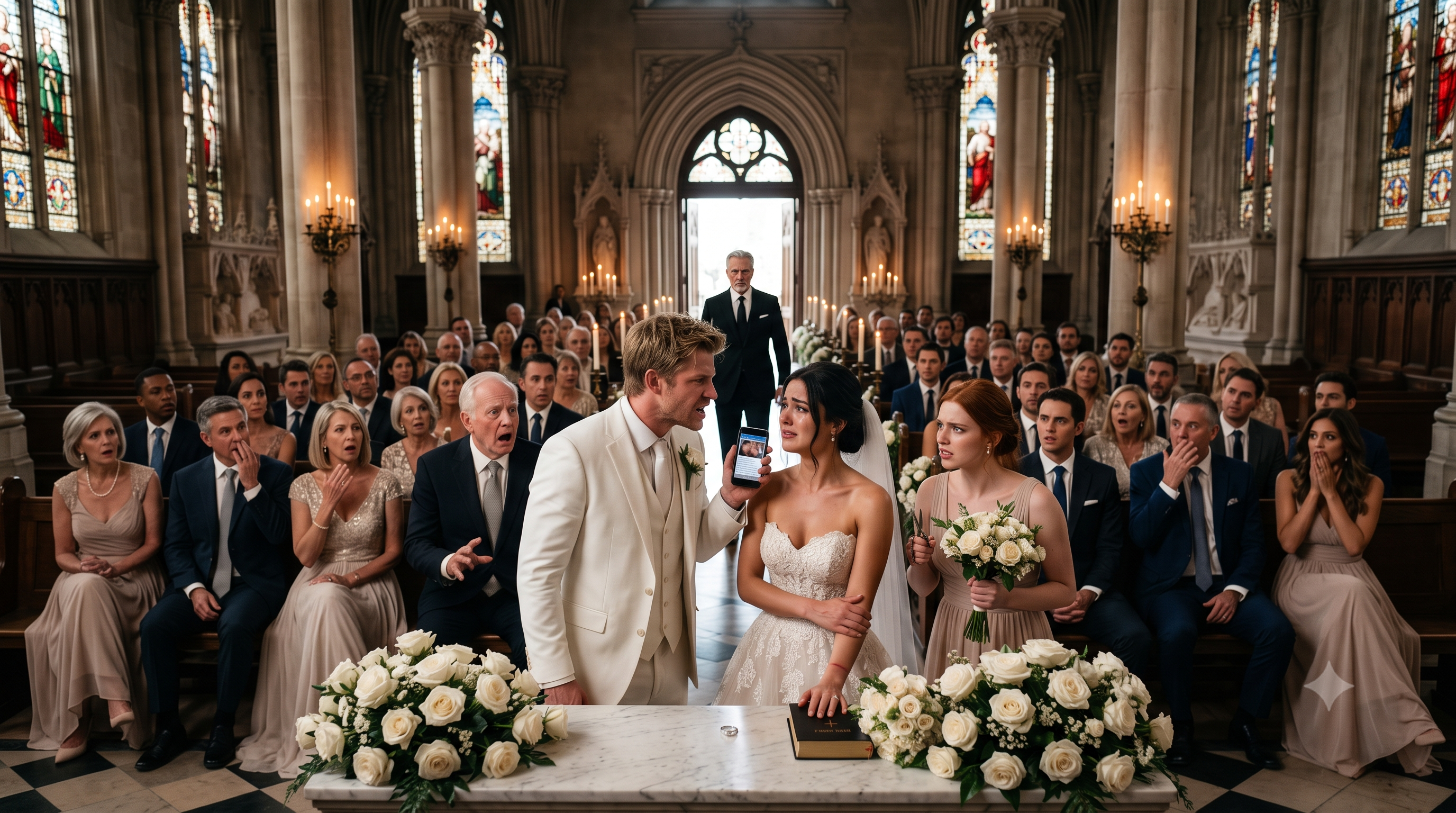 THE GROOM CALLED HER A THIEF AT THE ALTAR—THEN HER DEAD FATHER WALKED INTO THE CHURCH