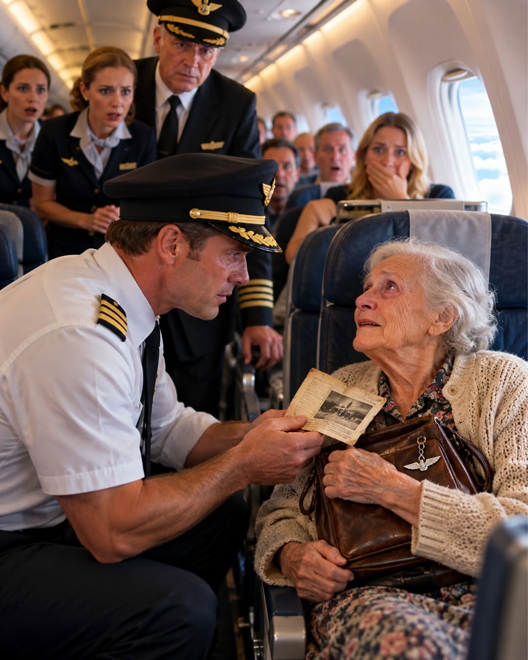 MY 80-YEAR-OLD GRANDMOTHER GAVE UP THE FIRST-CLASS SEAT I BOUGHT FOR HER AND CHOSE 34A IN ECONOMY—THEN A PILOT WALKED OUT OF THE COCKPIT AND STARTED SEARCHING FOR HER.