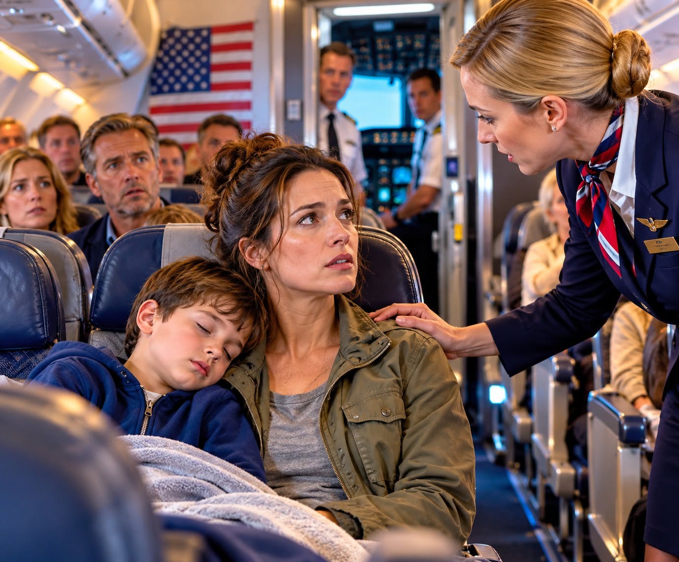 WHEN THE CAPTAIN ASKED FOR A FIGHTER PILOT, MAYA TRIED TO STAY SILENT UNTIL SHE LOOKED AT HER SLEEPING SON AND REALIZED SHE COULDN’T—BUT WHY WOULD THE CAPTAIN ASK FOR A FORMER F-16 PILOT WHO HAD NEVER TOLD ANYONE ON BOARD ABOUT HER PAST?