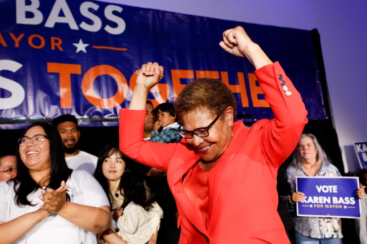 Breaking news: Karen Bass arrested after being elected mayor.
