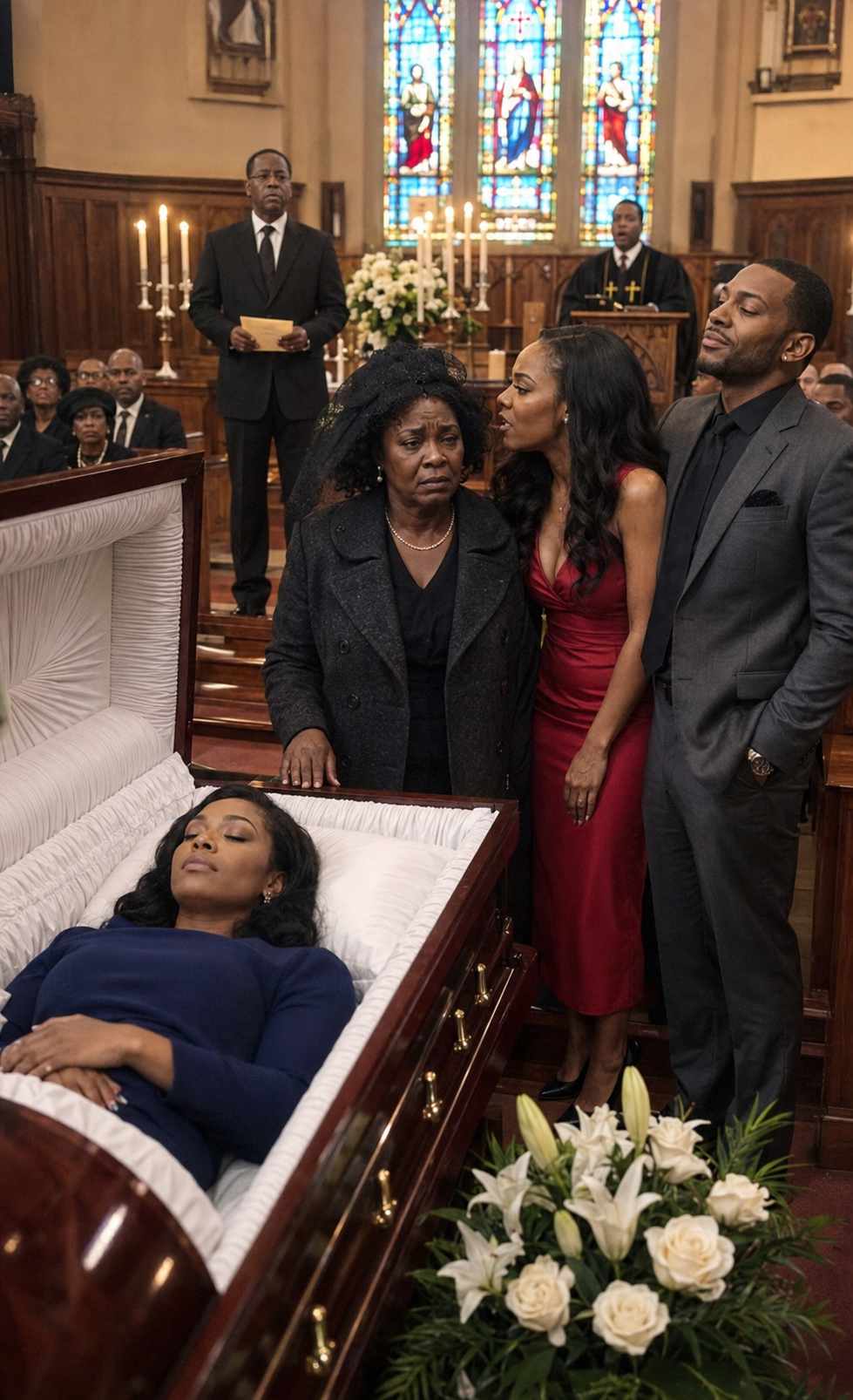 At my daughter’s funeral, her husband’s mistress leaned close and whispered, “I won”… until the lawyer stepped forward, asked for silence, and began reading the wi.ll.