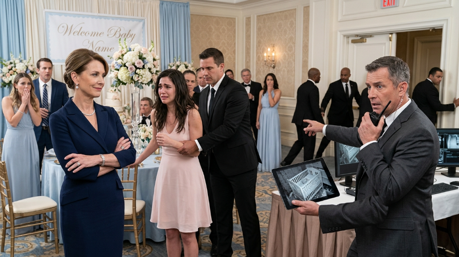 The Wealthy Mother-In-Law Smiled As Security Tried To Drag The Crying New Mother Out Of The Five-Star Baby Shower… But When The Head Of Security Looked At The Footage Of The Crib, He Ordered Every Door In The Ballroom Locked Immediately.
