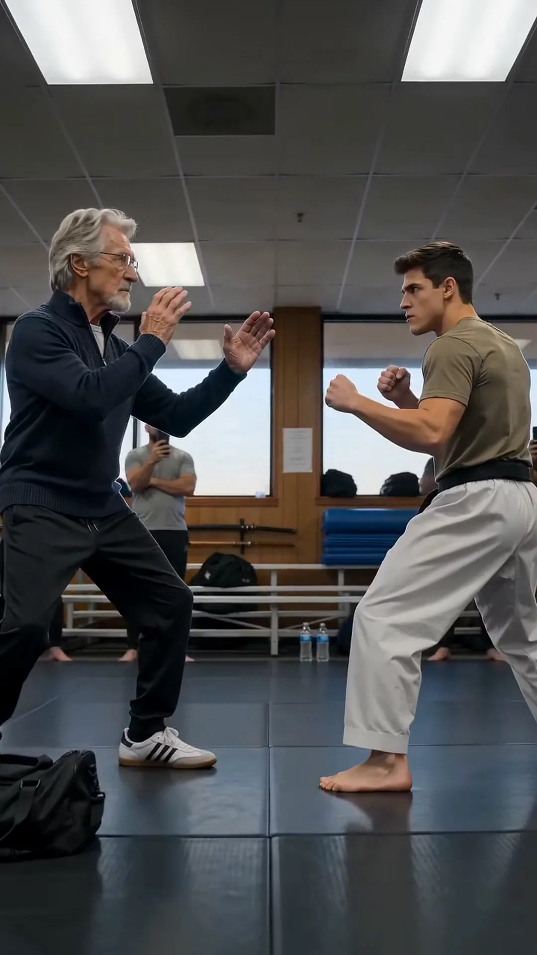 Full : An old man walks into a martial arts dojo and is challenged by a black belt.