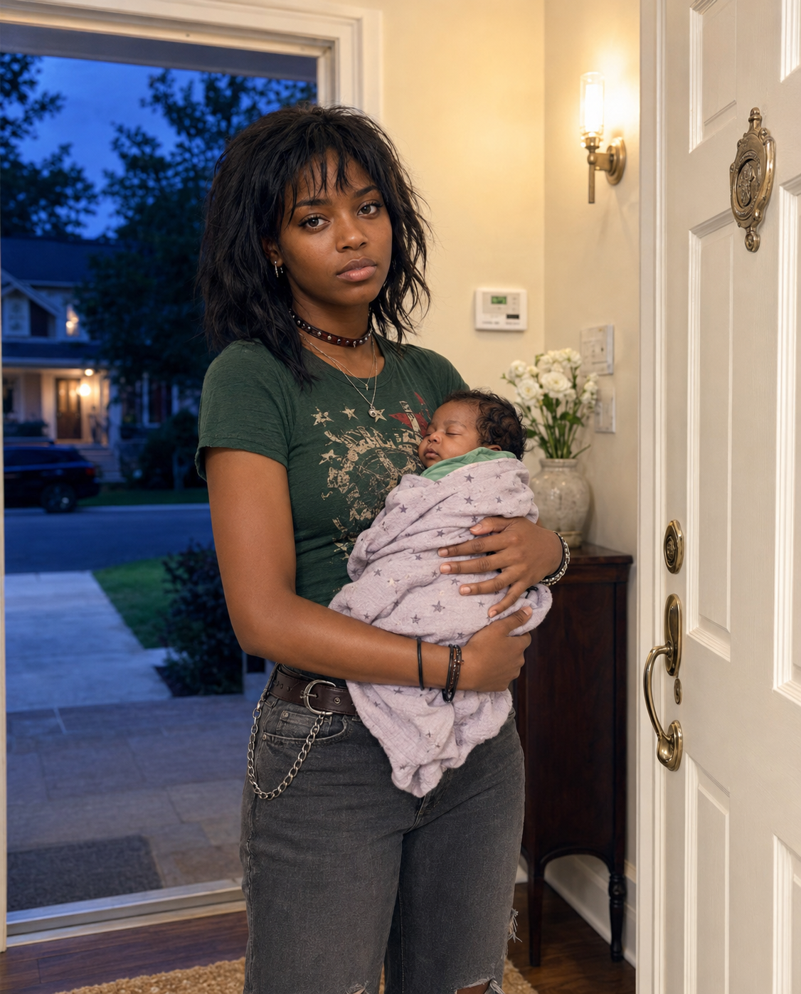 My husband forced our 18-year-old daughter to leave while I was away on a work trip — one year later, she appeared carrying a newborn and said one sentence that made my heart nearly stop.