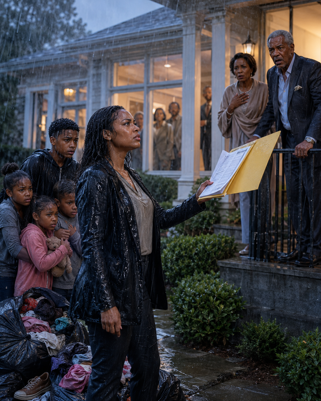 "Eight Days After My Husband's Funeral, His Parents Threw Me and Our Six Kids Out Into a Storm and Slapped Our 14-Year-Old for Saying the House Was Mine. Then I Remembered the Folder He Made Me Promise Never to Open Until They Tried This."
