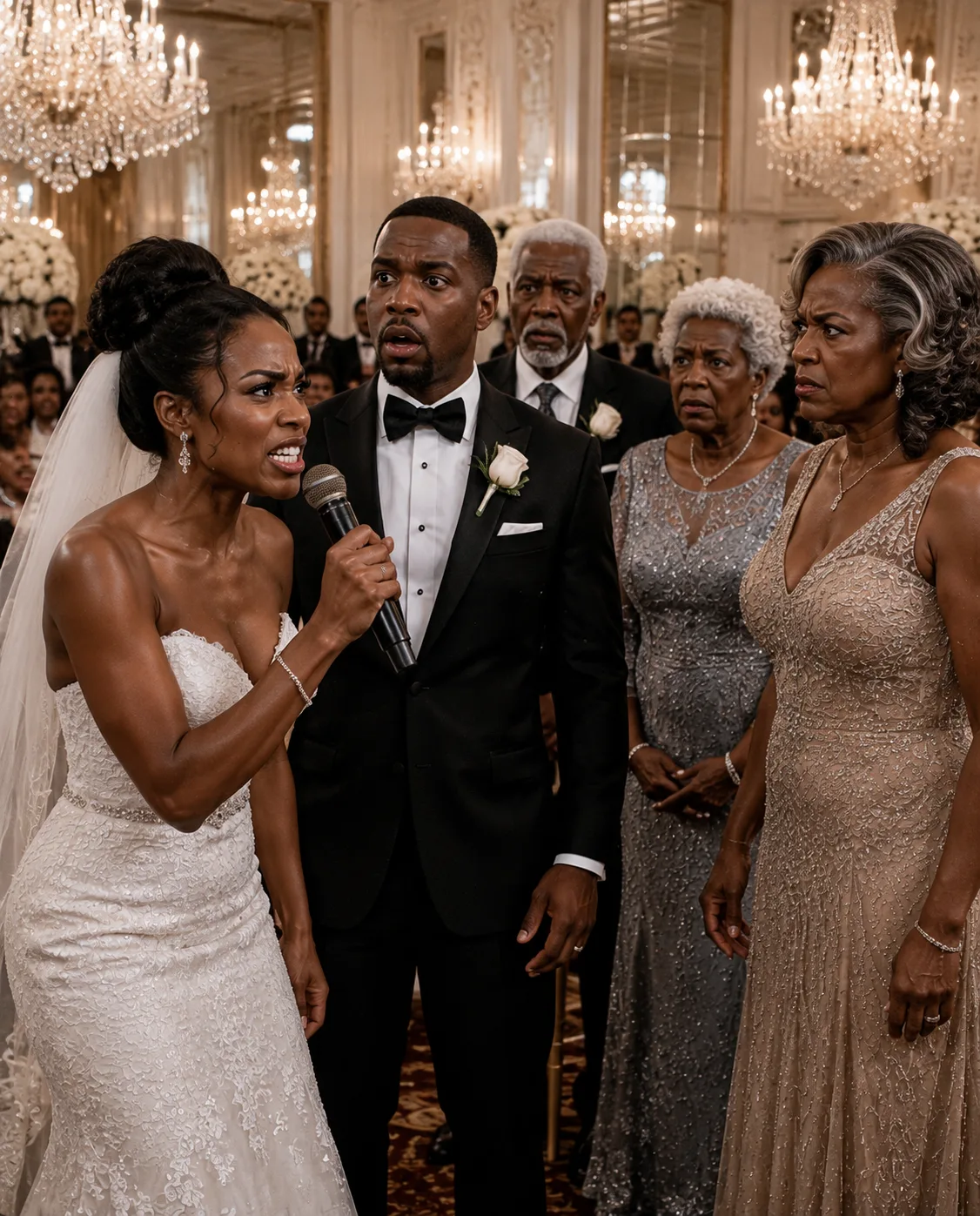 On my wedding day, I froze when I saw our main table replaced—nine seats taken by my husband’s family while my parents were left standing. His mother looked them up and down and sneered, “They look poor.”