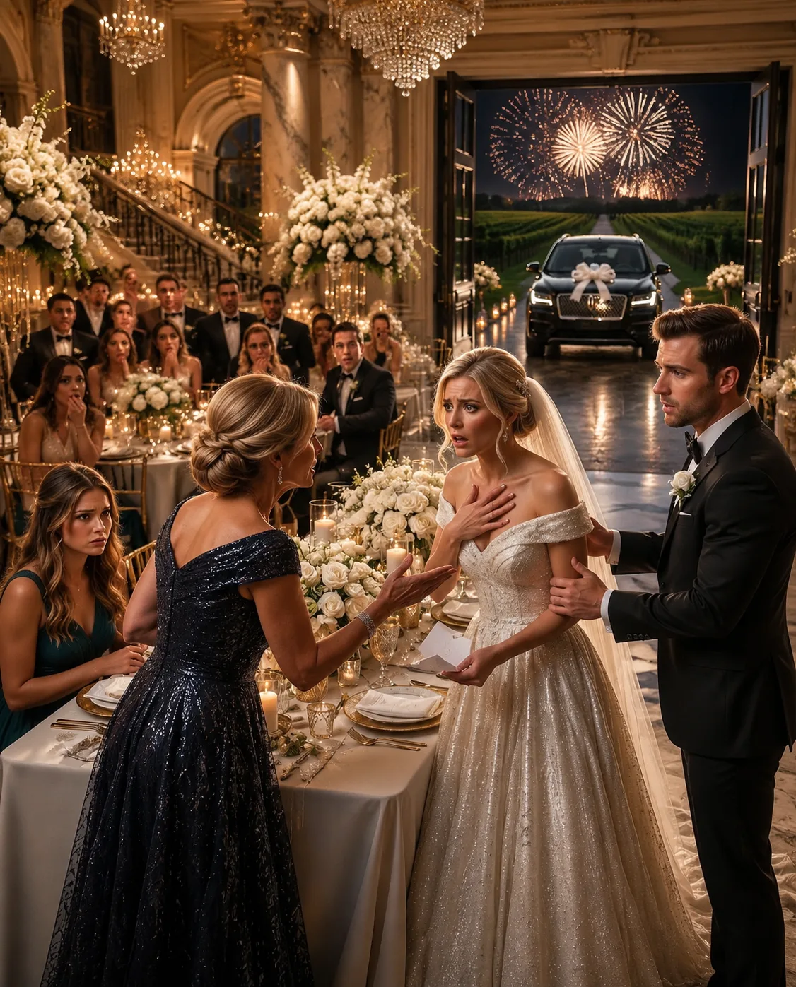 At my own wedding, my mother smiled like she was giving me a gift and announced, **“We’re transferring the car your in-laws gave you to your sister.”**