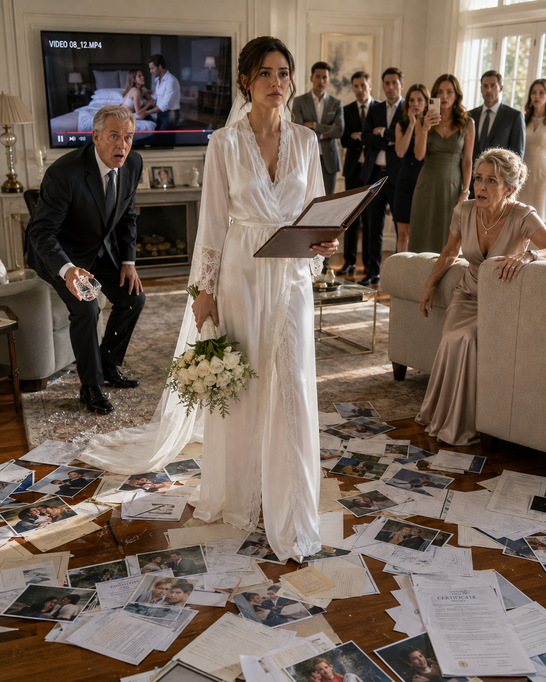 "My Father-in-Law Slapped Me Twice, Twelve Hours After My Wedding, for Refusing to Become the Family's Unpaid Maid — So I Smashed the Glass Coffee Table With a Fireplace Poker and Walked Out. What I Found on My Husband's Laptop That Night Was Worse Than Anything They Did to My Face."