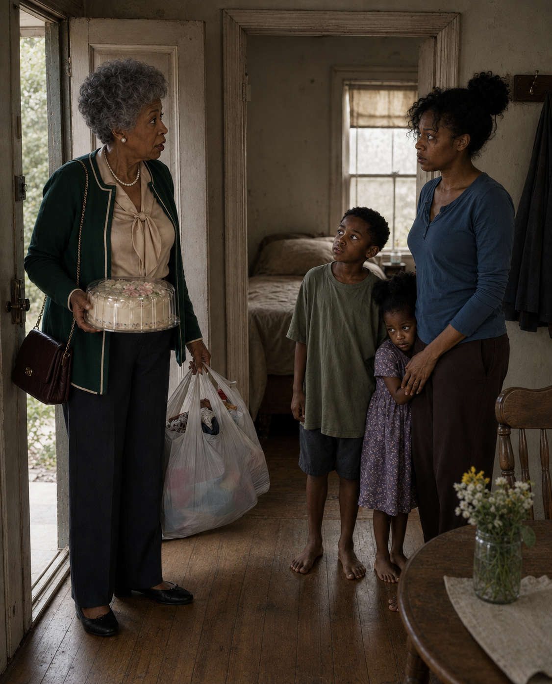 My mother-in-law showed up unannounced to visit her grandchildren—only to discover her own son had abandoned us in a run-down apartment. “What did my son do?” she whispered, turning pale. I didn’t answer. I quietly slid a $20,000 receipt signed by him across the table… and in that moment, she realized her own son could be headed for a courtroom.