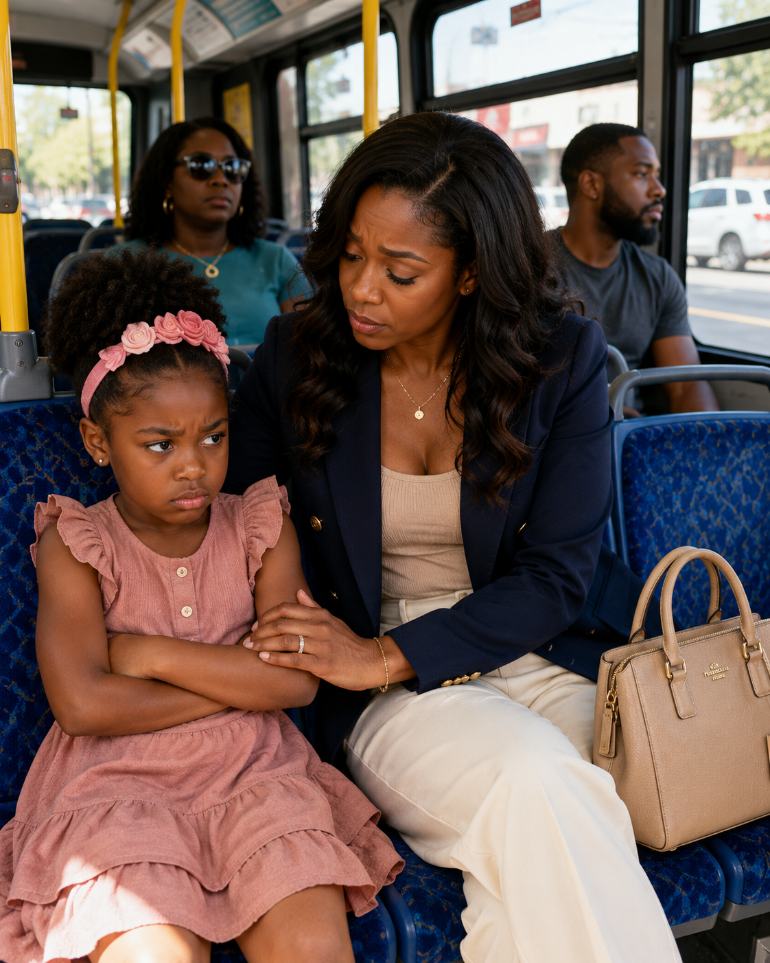 We were riding the bus home from my mother’s house when, as we reached our stop, my 7-year-old daughter pressed herself against the seat and whispered, “Mom, please don’t make me get off. He’s at home.” I didn’t argue. I asked the driver to keep going and pulled out my phone. Minutes later, I received a photo of my deed next to a contract I had never signed…
