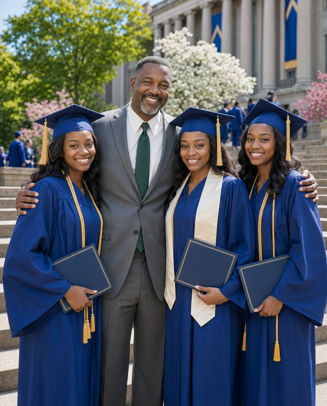 Twenty-two years ago, my brother left his six-month-old triplet daughters at my doorstep with only three car seats, one diaper bag, and a handwritten note. I brought them up as my own. At their college graduation, they returned to the stage one final time—and what they shared left me completely overwhelmed.