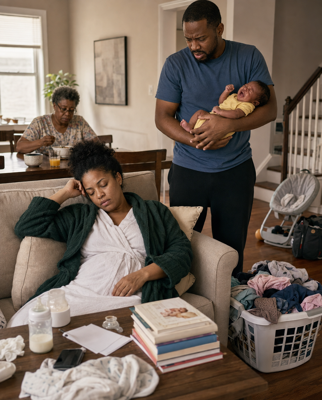 I Came Home Early to Find My Wife Unconscious Beside Our Screaming Newborn—While My Mother Calmly Ate the Dinner She Had Forced Her to Cook.