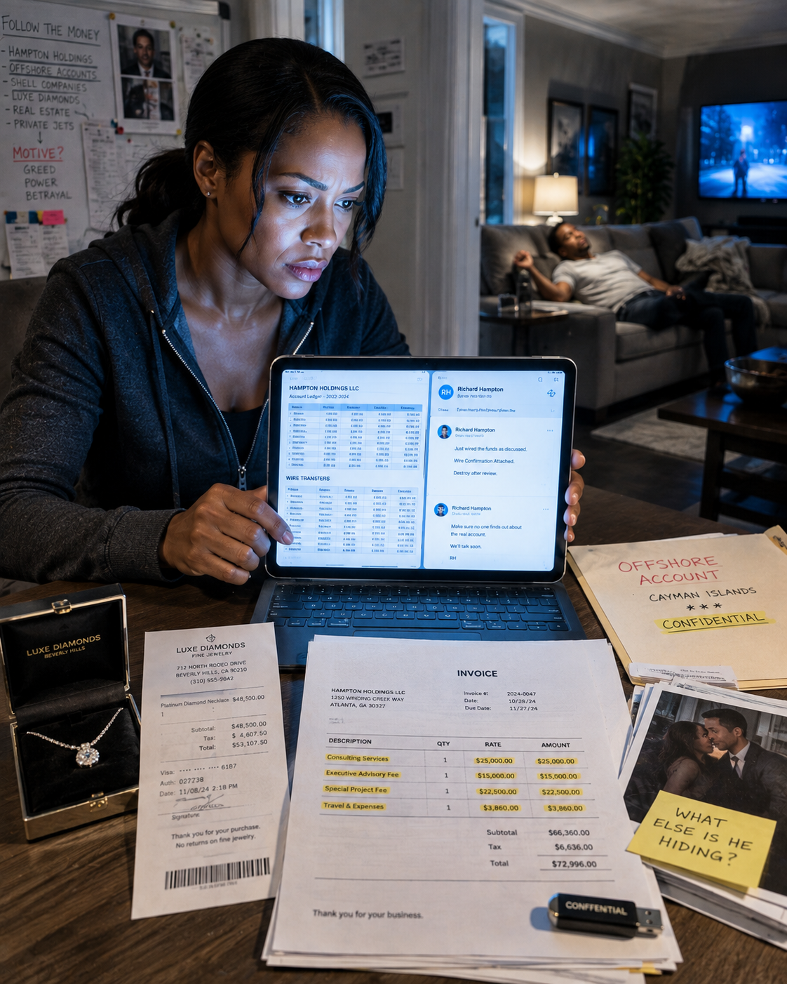 "I Watched My Husband Buy a $40,000 Diamond Necklace for Another Woman on the Company Card — Then Found an Email Where He Planned to Frame Our Accountant for the Fraud He Was Already Committing."
