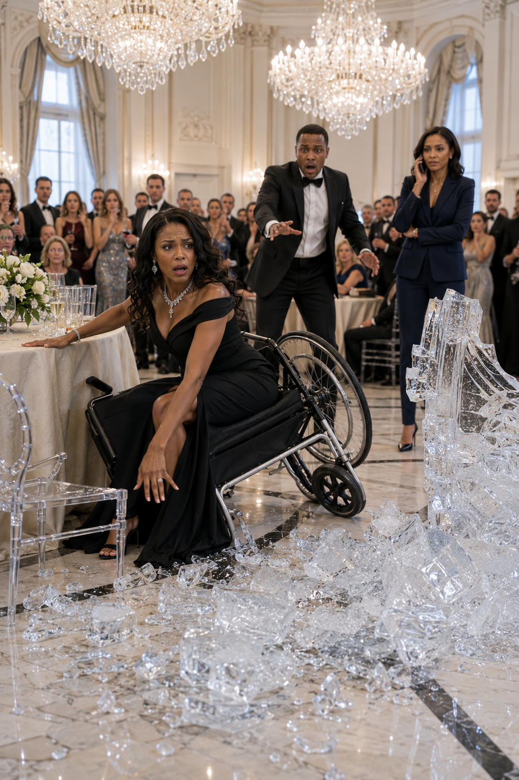 "My Brother Grabbed My Wheelchair in Front of 200 Gala Guests and Screamed That I'd Been 'Manipulating the Family for Years' — Then Yanked Me Straight Into a $12,000 Ice Sculpture. He Had No Idea a Former Prosecutor Was Standing Ten Feet Away, Already on the Phone With 911."