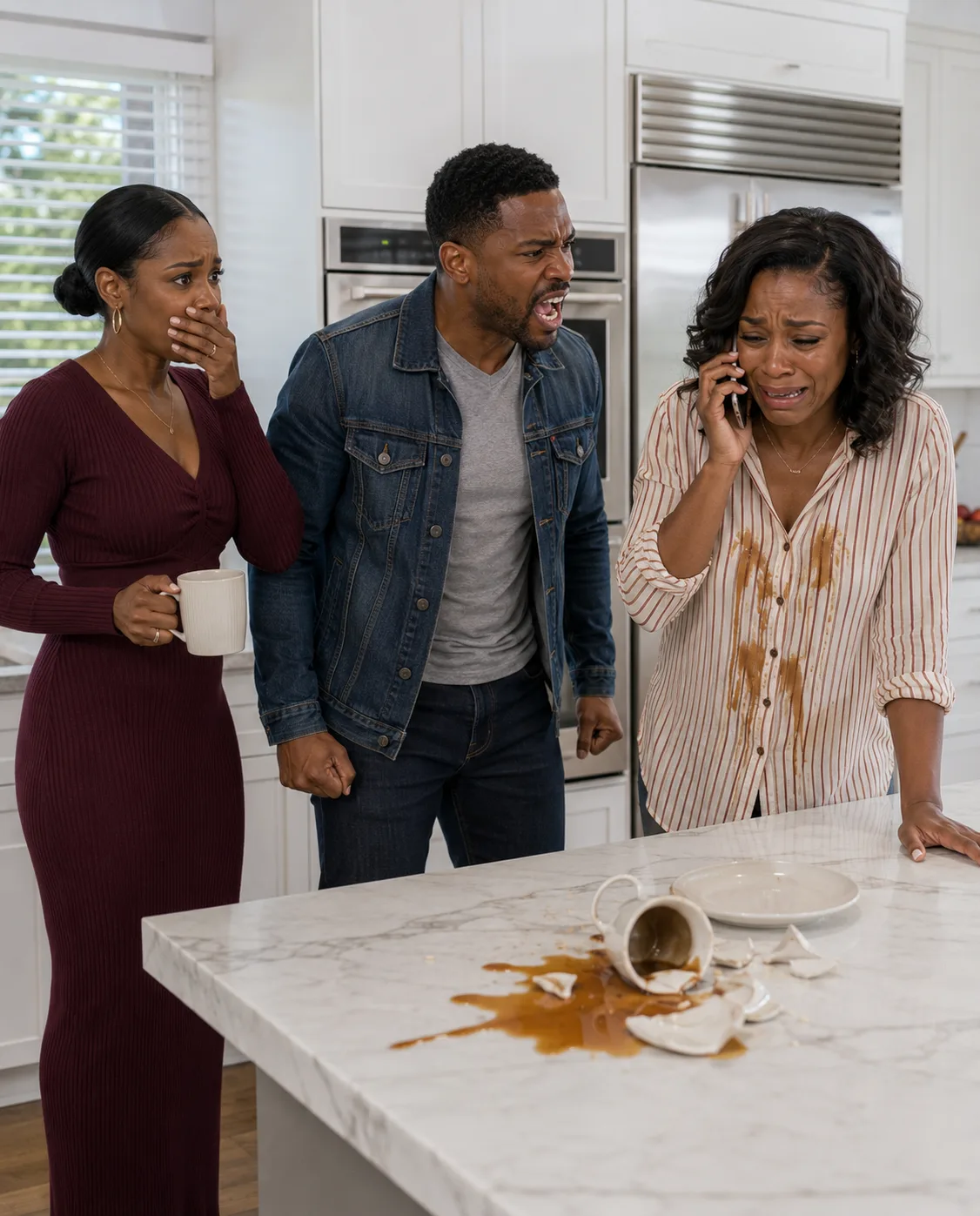This morning, I told my husband I refused to pay for my mother-in-law’s European vacation, and he immediately exploded. During the argument, he st:ru:ck the kitchen counter, sending a cup of hot tea sp:ill:ing over me. Then he pointed at the door and shouted, “Transfer the money right now or get out of this house!” I quietly left. The next morning, he returned with his mother, but both of them froze when they saw what I was holding…